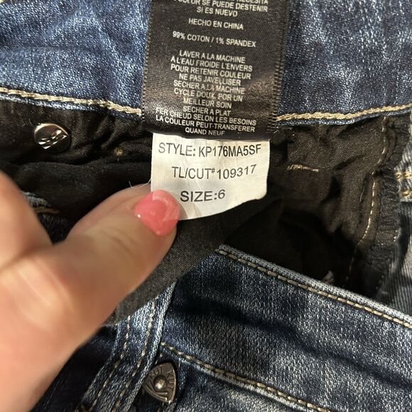 Kut From The Kloth Womens Jeans 6 Blue Distressed Straight Mid Rise Dark Wash - Picture 6 of 11